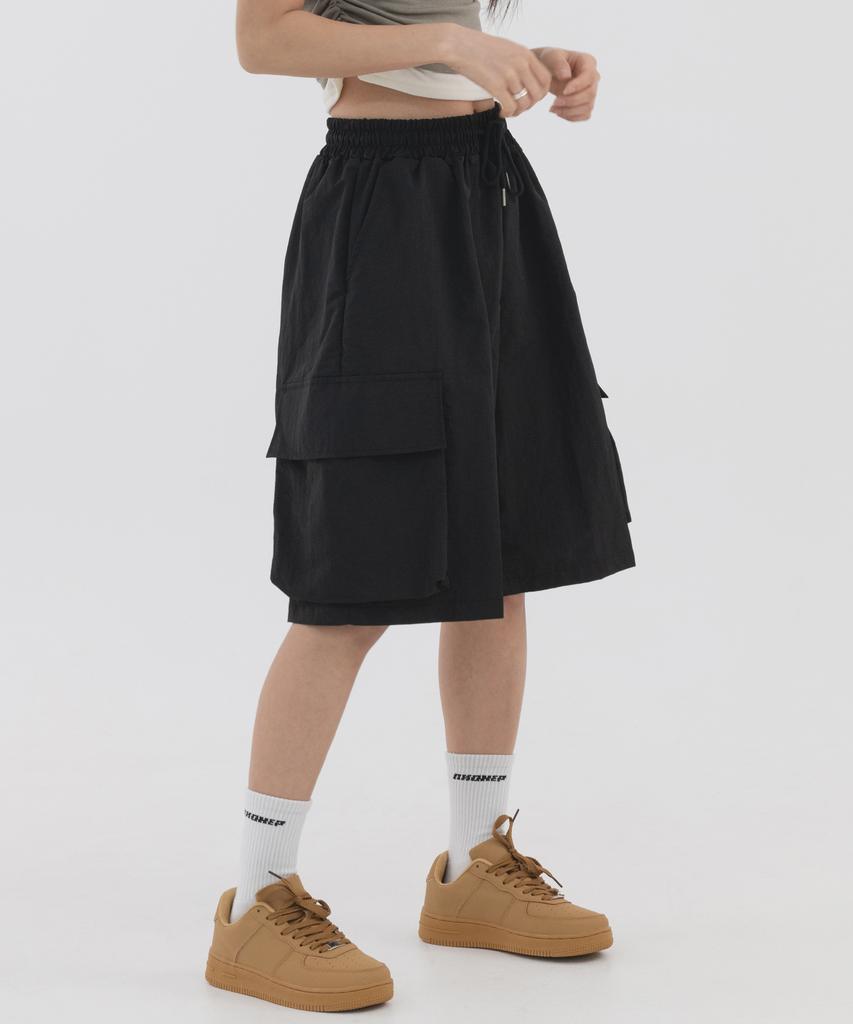 PIANER 3D Pocket Nylon Bermuda Shorts (Black)