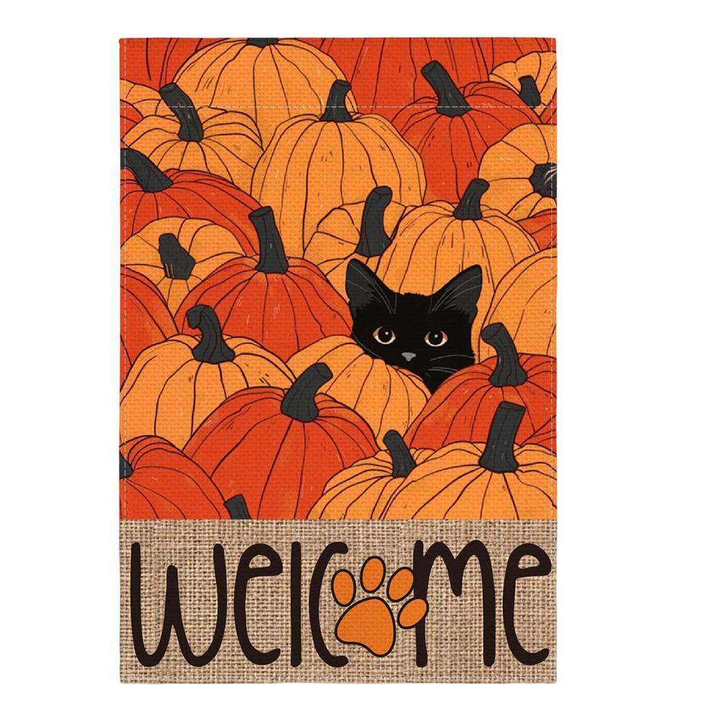 Double Sided Linen Garden Flag with Thanksgiving Pumpkin and Maple Leaf Design 45x30cm Durable Outdoor Decorative Banner for Yard Porch