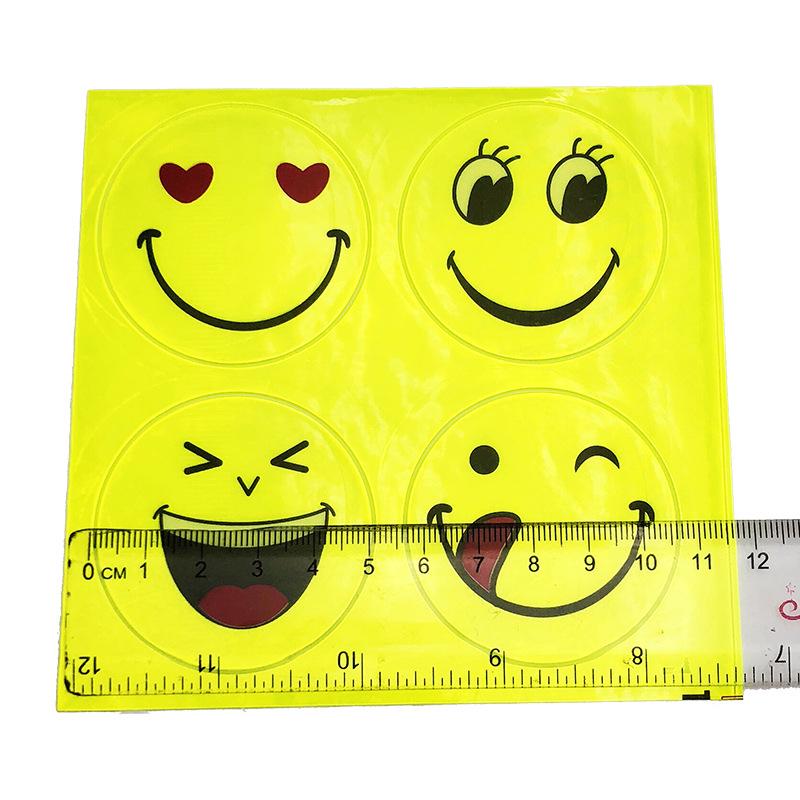 Smiley Yansıtıcı Çıkartmalar Çocuk Okul Çantası Motosiklet Görsel Güvenlik Yansıtıcı Çıkartmalar
