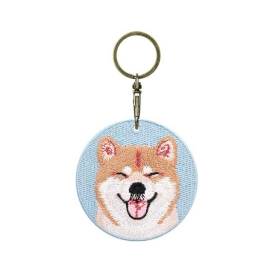 [Kotosan s Shop] Dog Animal Embroidery Keychain Circular Design Double Sided Embroidery