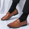 Mode Britannique Nouvelle Chaussures Décontractées Pointues Noir Marron à Enfiler pour Conduire Chaussures de Mariage Formelles pour Homme Sangle Monastique Loafer