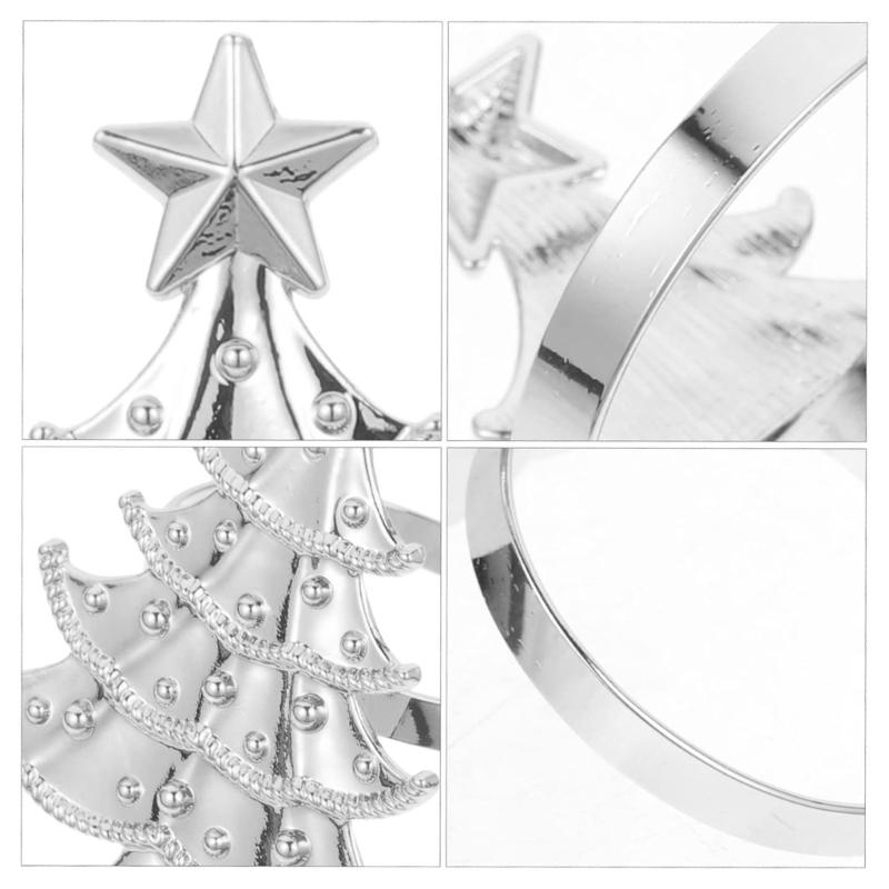 Iron Christmas Tree Napkin Rings Decorative Tableware Accessories For Seasonal Celebration Desktop Decoration