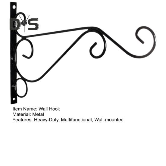 Kovový nástěnný hák Nástěnný háček na zavěšení rostlin se šrouby Odolný hák na květinové koše Krmítka pro ptáky Zvonkohra Dveřní plot