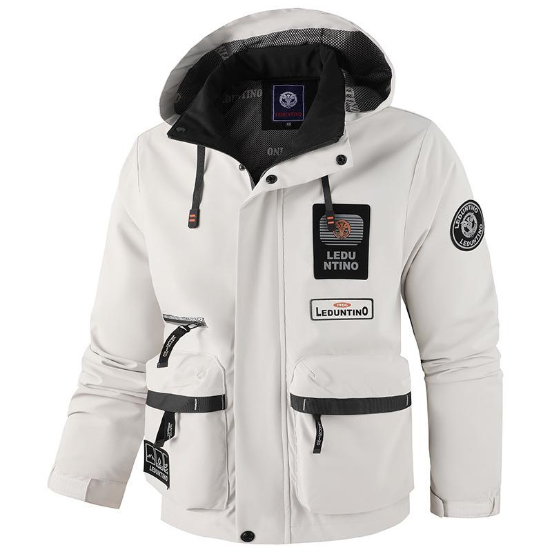 

Solid color men s casual jacket parka autumn and winter hooded jacket men s jacket outdoor trendy XXXL European code