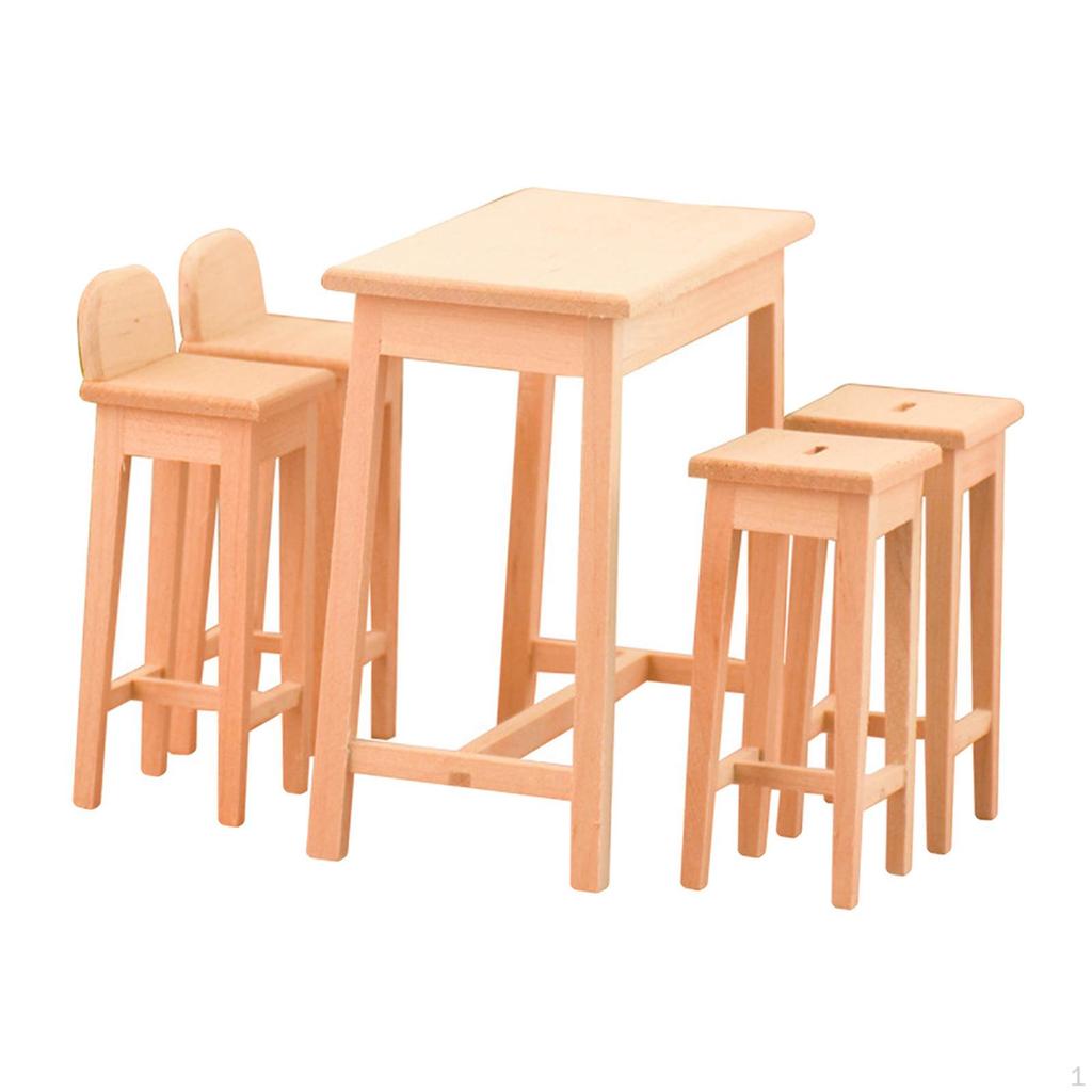 1/12 Bar Counter Miniature Dining Furniture Set European Style Wooden Dollhouse Toy