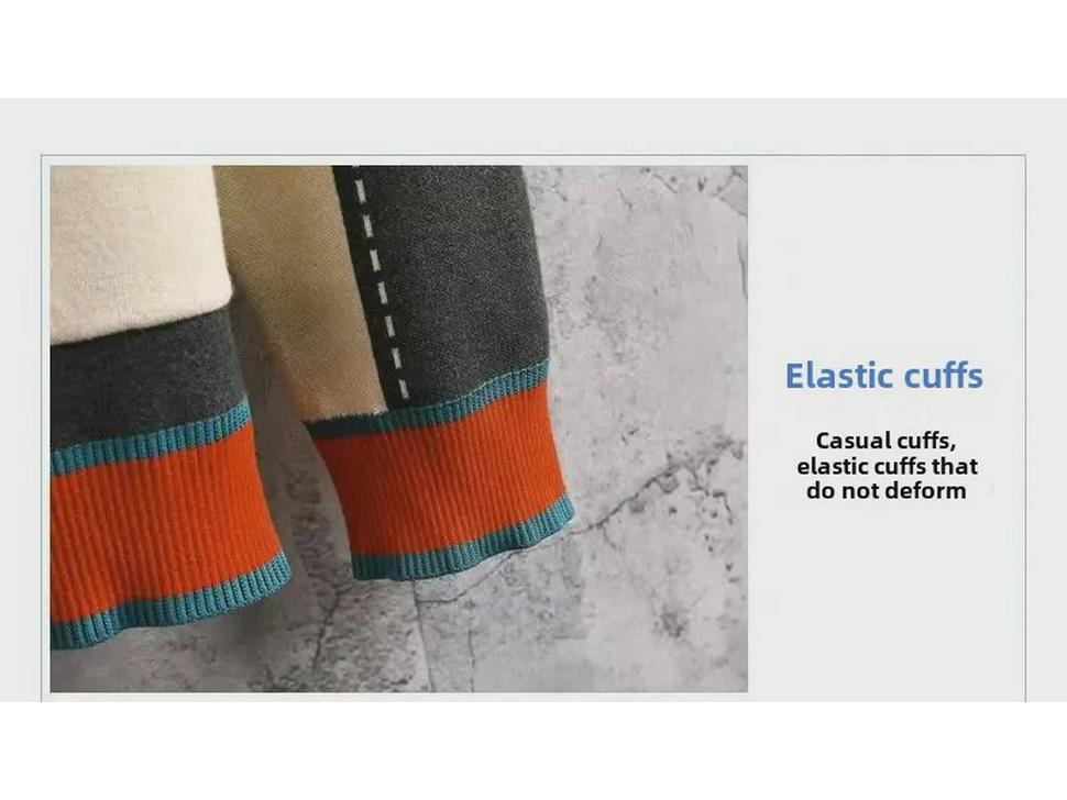 Pánský pletený kardigan s výstřihem do V - Móda jaro/podzim 2024, Svetr s barevnými bloky, Bunda v punkovém stylu