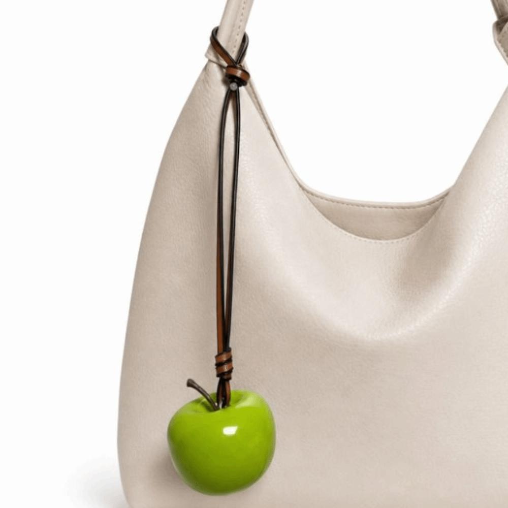 Red Fruit Bag Charm Resin Craft Pearl Key Ring Heart Pendant Fruit Key Chain Holiday Party
