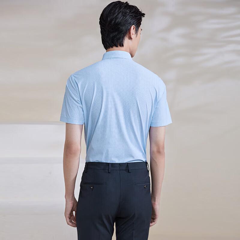 Baoxiniao Men s Business Plaid Knit Short-Sleeve Shirt 39