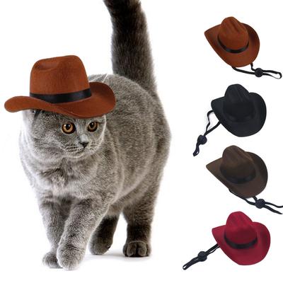 Haustier Hund Cowboyhut Kopfbedeckung Katze Lustige Kopfbedeckung Outdoor Einstellbare Hundekappen Leistung Foto Requisiten Cosplay Zubehör