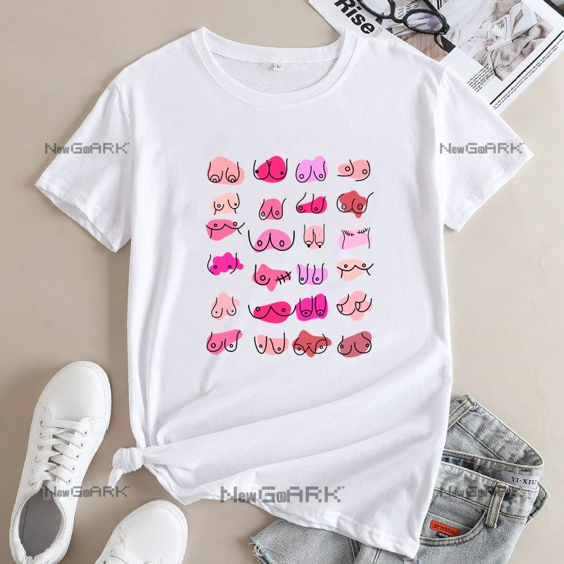 

Футболка Gift of Beating Breast Cancer для WoUnisex, футболка Funny Boobies, топы с графическими надписями на тему бодипозитива, осведомленность 3XL