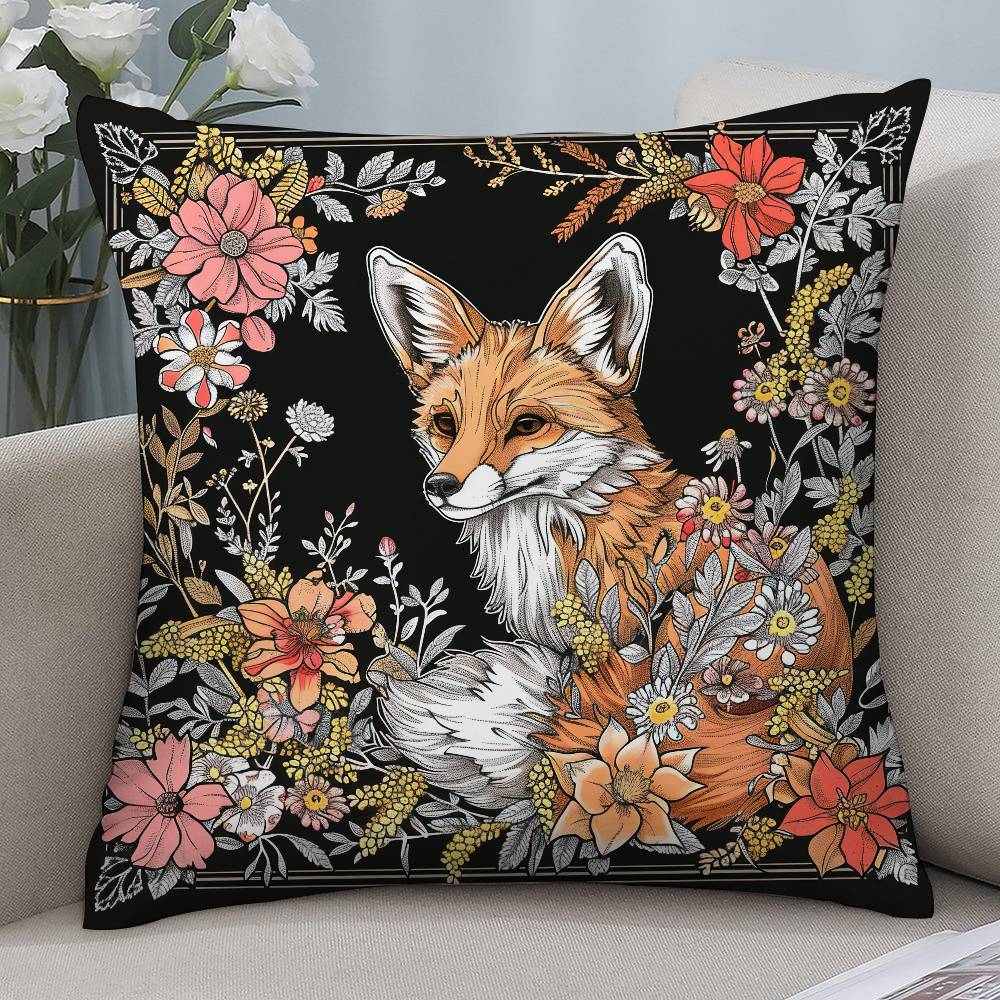 William Morris Art Fox Pillow Case Short Plush Double-sided Print Square Throw Pillow Covers Sofa Home Cushion Decor