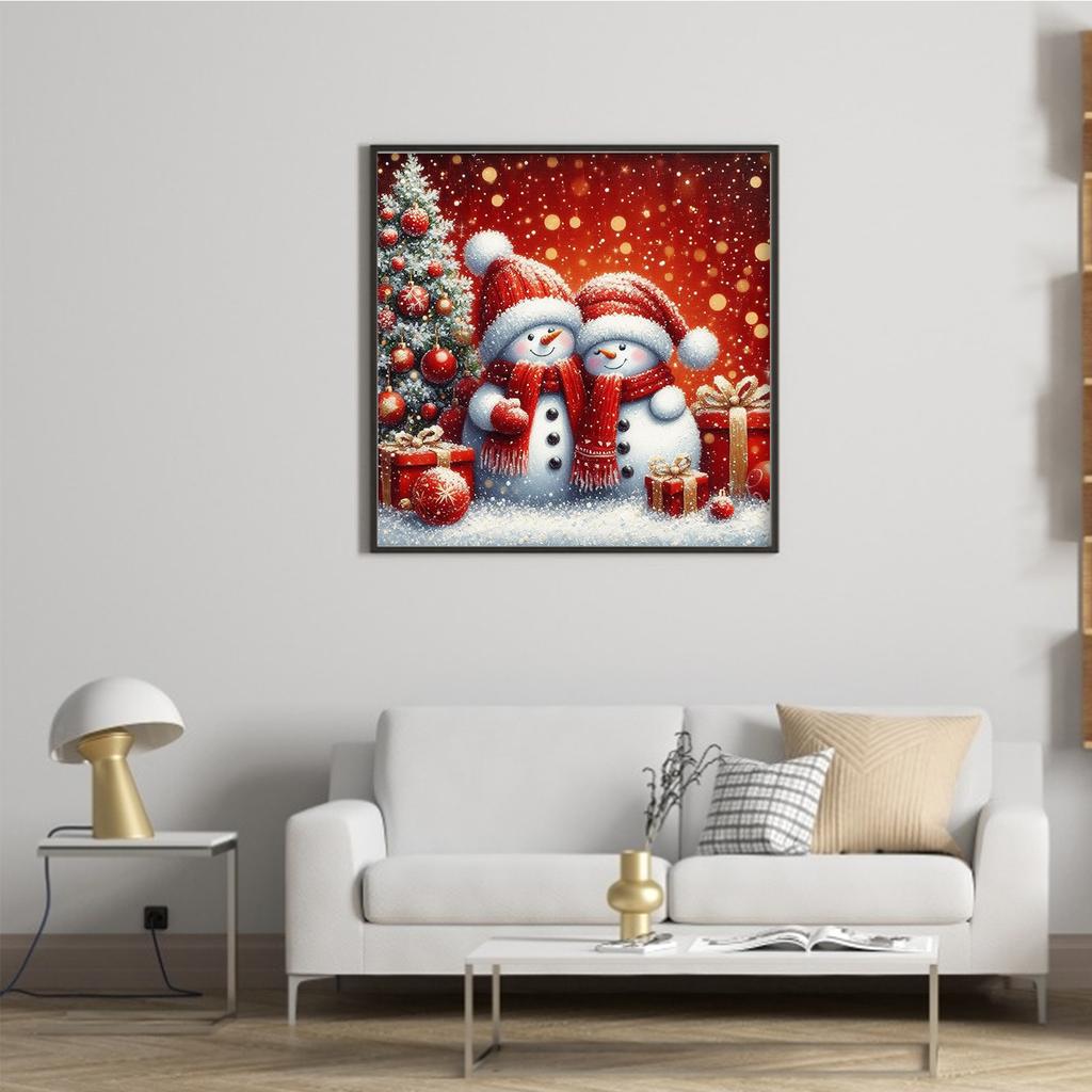 Christmas Full 11CT DIY Stamped Cross Stitch Kits 45x45cm Cross Stitch Art and Crafts Kits for Beginners Adults Home Decor