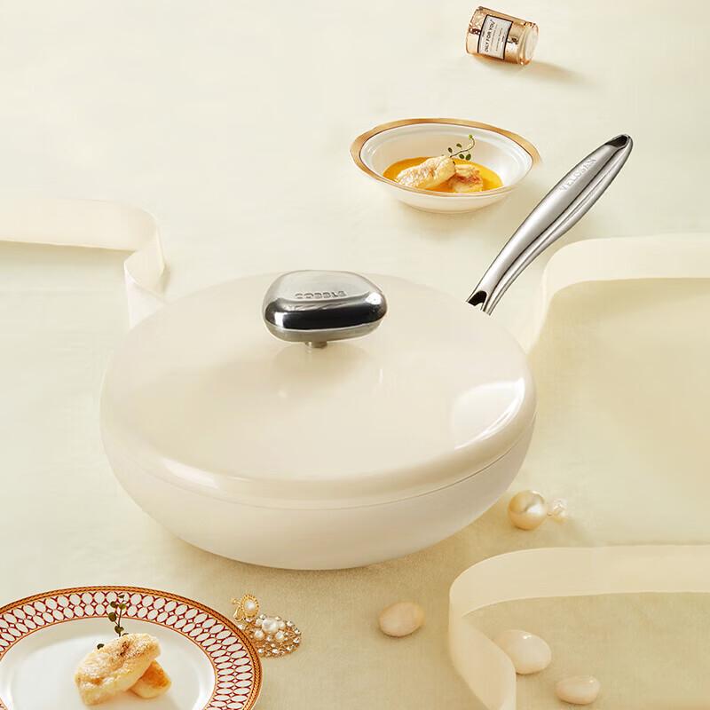 Velosan White Magnolia Maifan Stone Non-stick Frying Pan