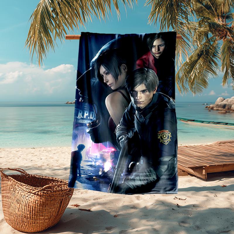 Ultra-Soft Beach Towel with Resident Evil Theme,Ideal for Pool - Camping, Diving - Perfect Travel Essential, Vibrant Beach Towel.