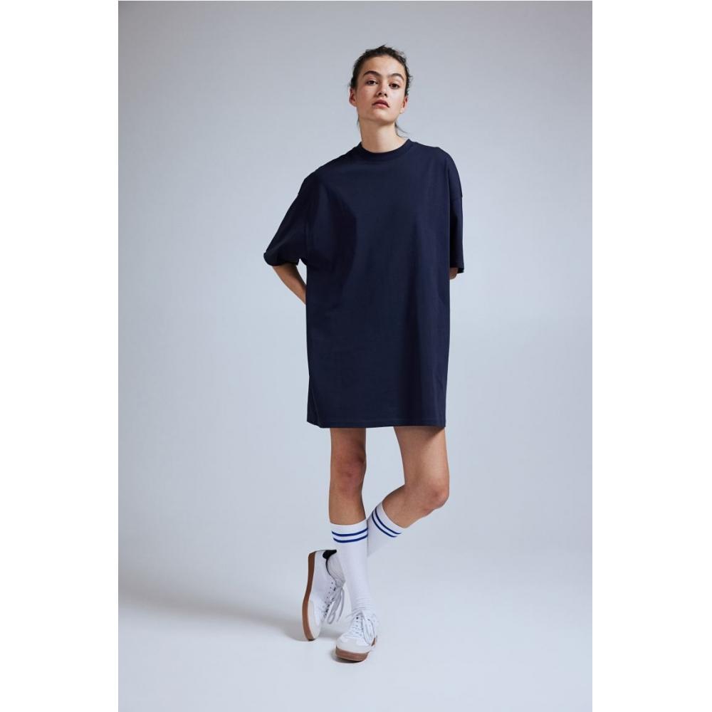 

Платье-футболка HM Oversized темно-синее