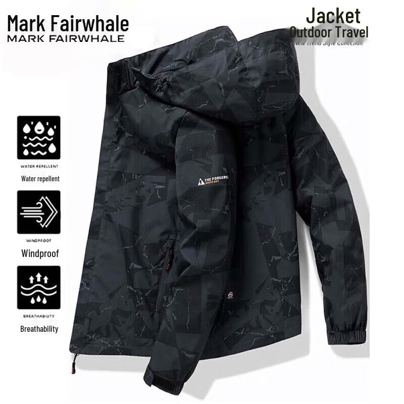 

Mark Fairwhale Men s Spring/Autumn Hooded Outdoor Windbreaker Jacket L