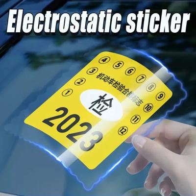 3 adet Araba Elektrostatik Etiket Yıllık Muayene Sigorta Etiketleri Araba Ön Camı Şeffaf Etiket Araba İçi Aksesuarları