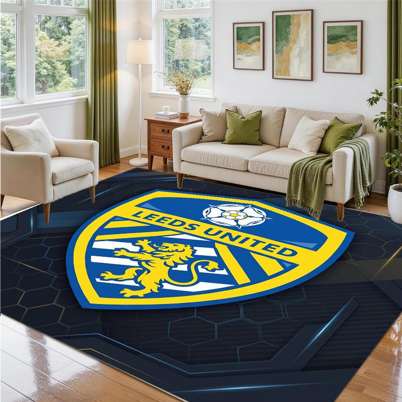 Leeds United Design Crystal Velvet Rug Soft Decorative Mat for Bedroom Entrance