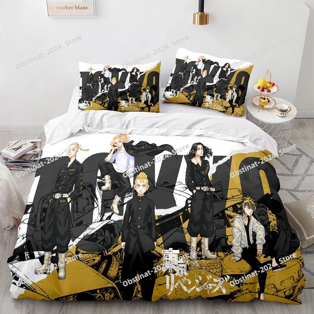 3D New Anime Tokyo Revengers Bedding Set Printed Bed Set Duvet Cover Sheet Pillowcase Bed Soft Quilt Cover Full Queen King Size