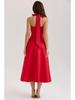 Elegant Retro Red Tie Halter Mid-Length Dress
