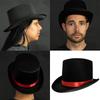 Trendová plstěná klobouk se širokou krempou a stuhou pro moderní nošení Elegantní klobouk se stuhou pro jevištní vystoupení Kostým kouzelníka