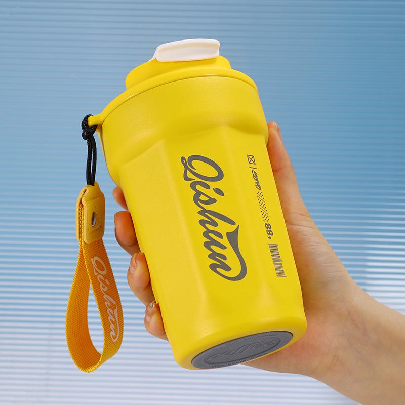 316 Stainless Steel Coffee Cup Will Carry the Rope, Easy Cup, Simple Outdoor Car Double-layer Thermos Cup