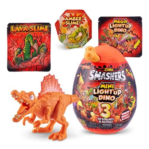 Smashers Spinosaurus Light-Up Mini Dinosaur by ZURU, Lava Slime Surprise Series 4, for Boys and Kids, Amazon Exclusive Combo Pack