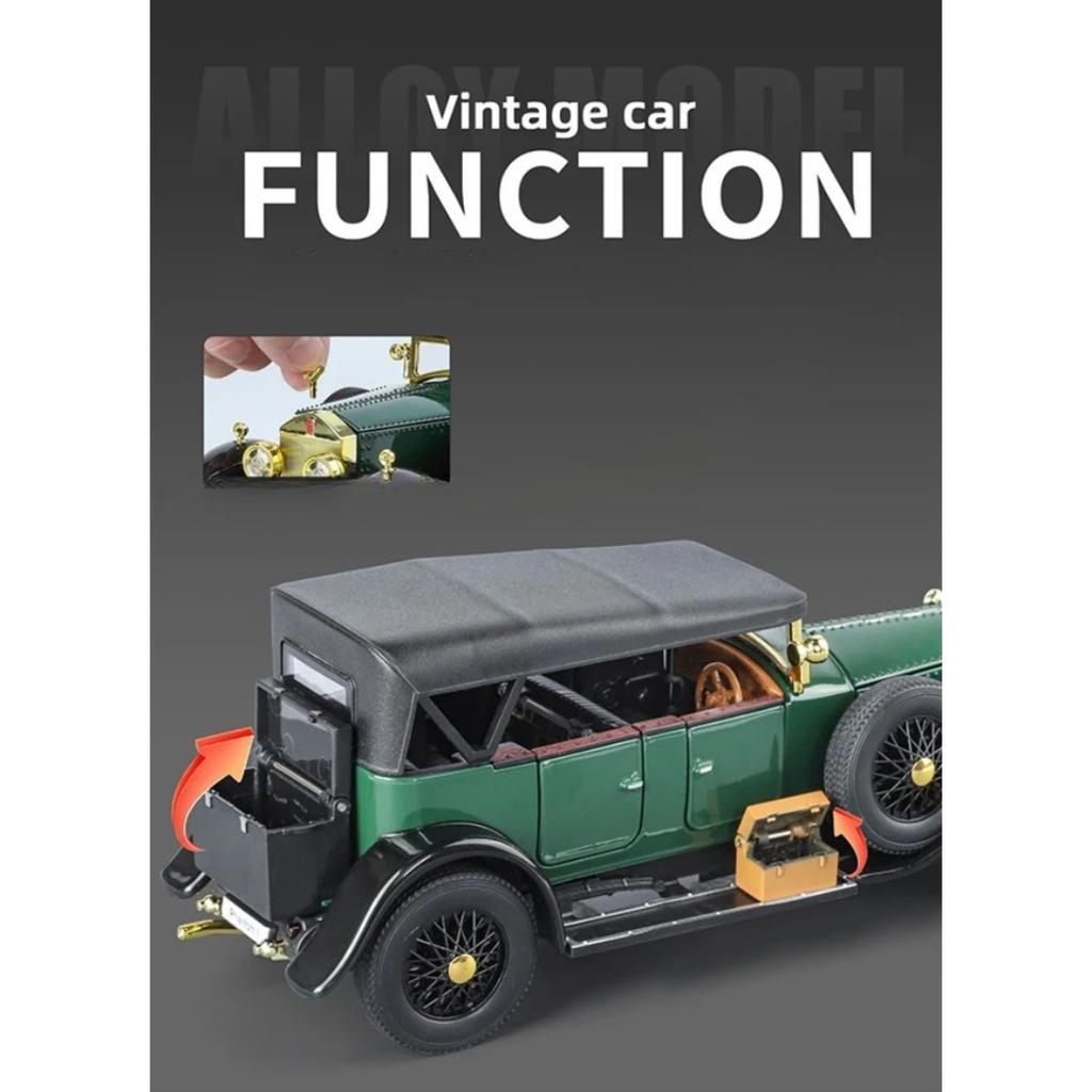 Simulation 1/24 Rolls-Royce Phantom Vintage Car Alloy Car Model Collection Ornaments Sound Light Pull Back Boy Gift Sound Light Miniature