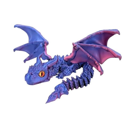 DYS 3D Printed Articulated Dragon Figurine with Adjustable Wings and Unique Eyes, Movable Joints Sculpture for Home Decor Fantasy Gift Lovers