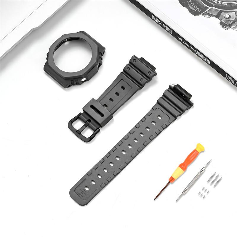 

Для Casio G-SHOCK Octagon Farm Oak GA-2100 TPU Refit прозрачный ремешок для часов корпус силиконовый ремешок для часов ga2100 мужской браслет