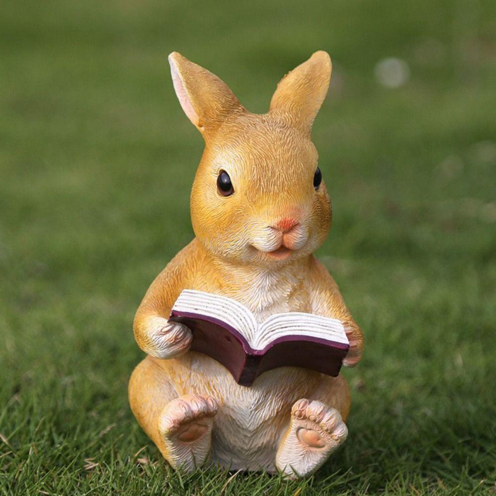 Cartoon Animal Sculpture Resin Miniatures Figurine Crafts Rabbit Frog Statue  Car