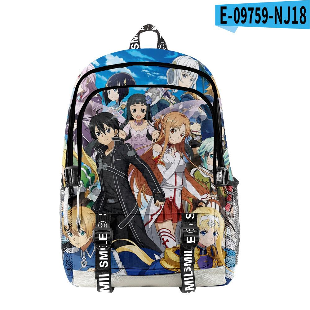 Classic Novelty Sword Art Online Student School Bags Unisex 3D Print Oxford Waterproof Notebook Multifunction Travel Backpacks