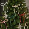 6 Pieces Set Twist Tie Attachment Glitter Rhinestone Bow  Xmas Tree Decoration