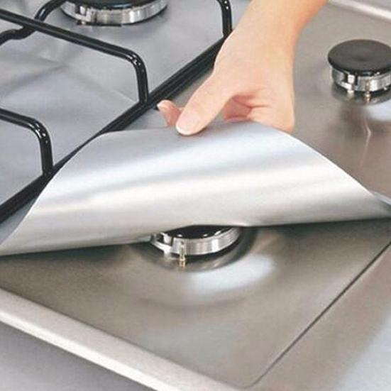 4Pcs Reusable Hob Burner Protect Cover Liner Keep Clean Pads Gas Stove Mats