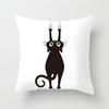 Skull Cat Black  Home Decor Cushion Cover Naughty  Sofa Car Decoration 45x45cm Pillowcase Square Polyester