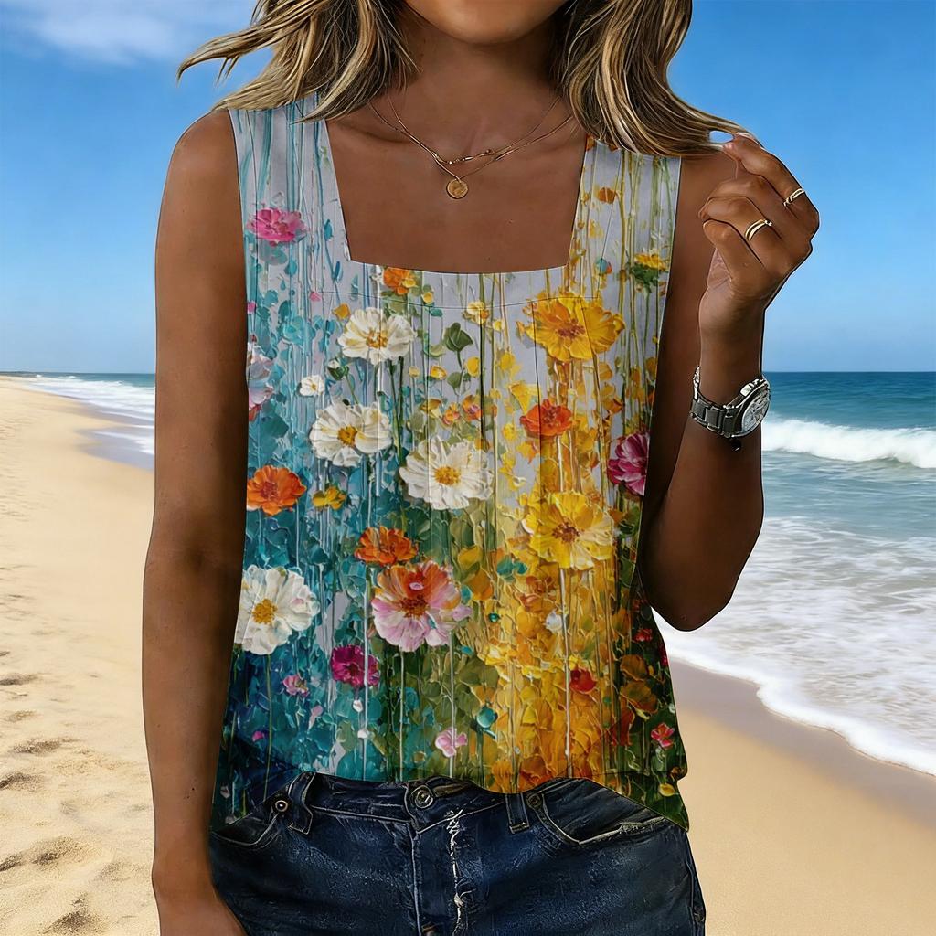 Women's Fashionable Casual Vintage Print Tank Top
