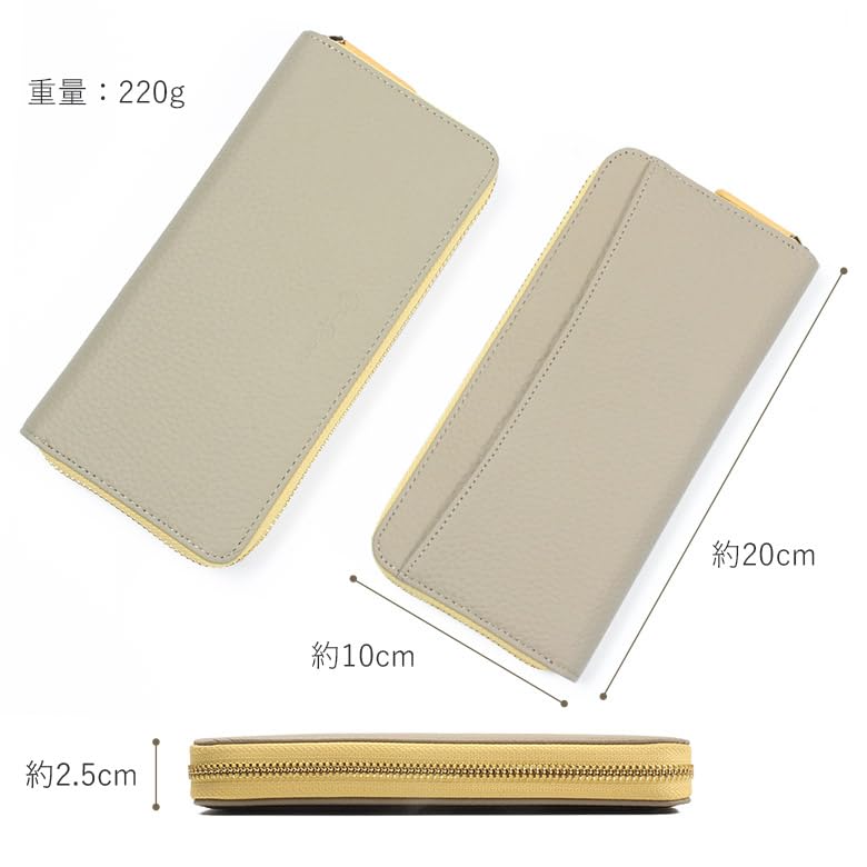 Blanc Pomme Genuine Leather Long Large Women's Wallet, Two-Tone Design, Capacity, Off-White, Bp-1067