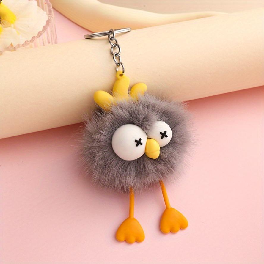 Cute Chick Pom Keychain Cartoon Lovely Pendant Car/ Bag Decor Valentine's Gift for Girlfriend Easter Present