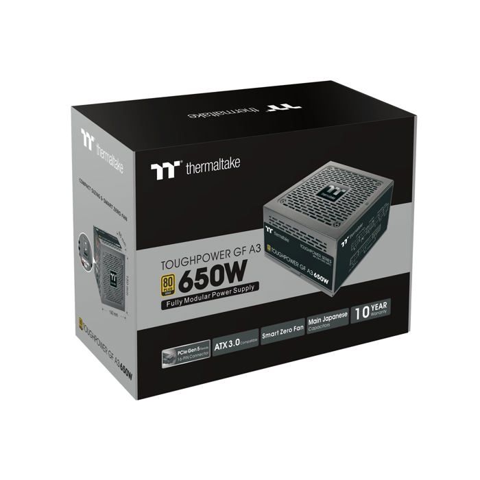 Alimentation électrique - thermaltake - toughpower gf a3 gen 5 gold - 650w - modulaire - 80 plus gold