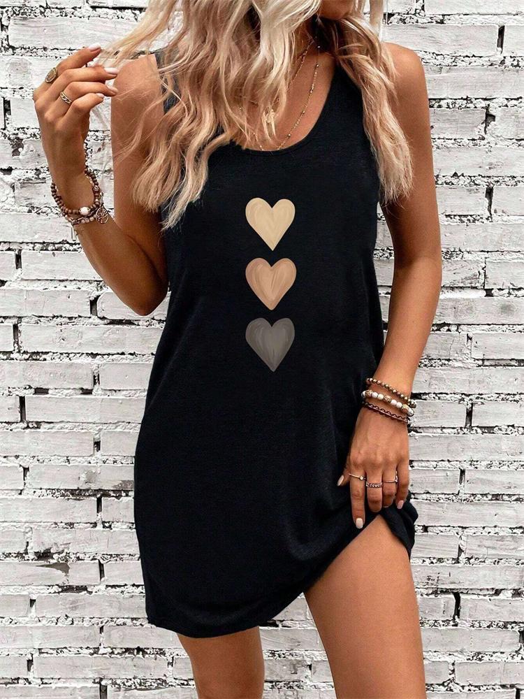 Damen Sommerkleid mit Rundhalsausschnitt und Schmetterlings-Sonne-Mond-Print — Lässiges Modisches und Trendiges Street Style Kleid