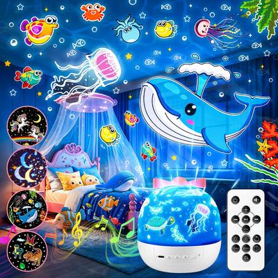 Music Box with 10 Planetarium with 15 Projection Films for Home and Music Box with White Night Automatic Ambient and Fun Gift for Baby and
