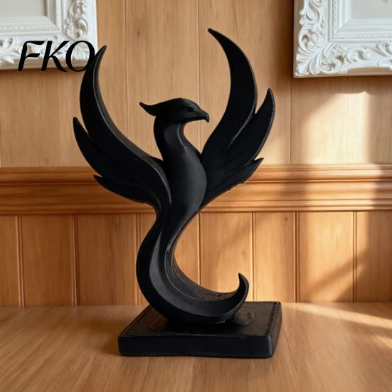 3D Printed Phoenix Decor Figurine Modern Minimalist Abstract Statue Desktop Sculpture Decoration for Home Office Living Room Whtie