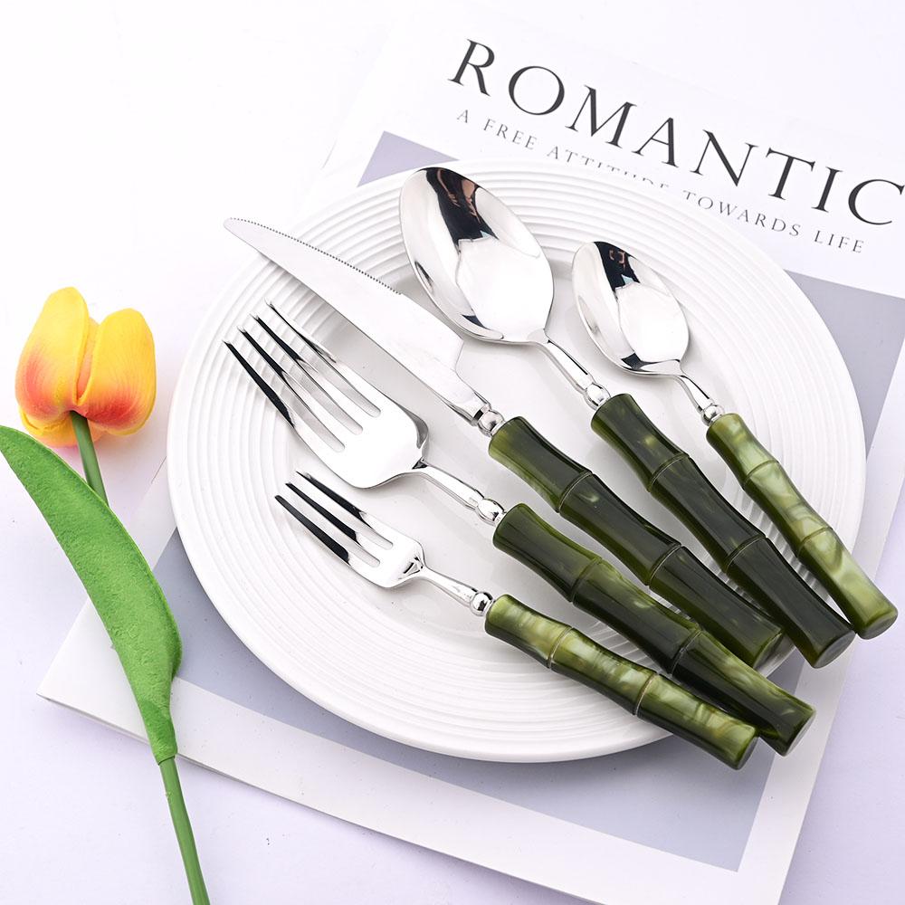 1pc Mirror Stainless Steel Dinnerware Plastic Handle Western Cutlery Butter Knife Fork Spoon Kitchen Party Tableware