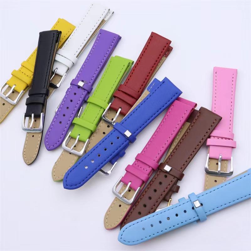 10mm/12mm/14mm/16mm/18mm/20mm/22mm/24mm Men Women PU Leather Solid Watch Band Belt Strap Watchband
