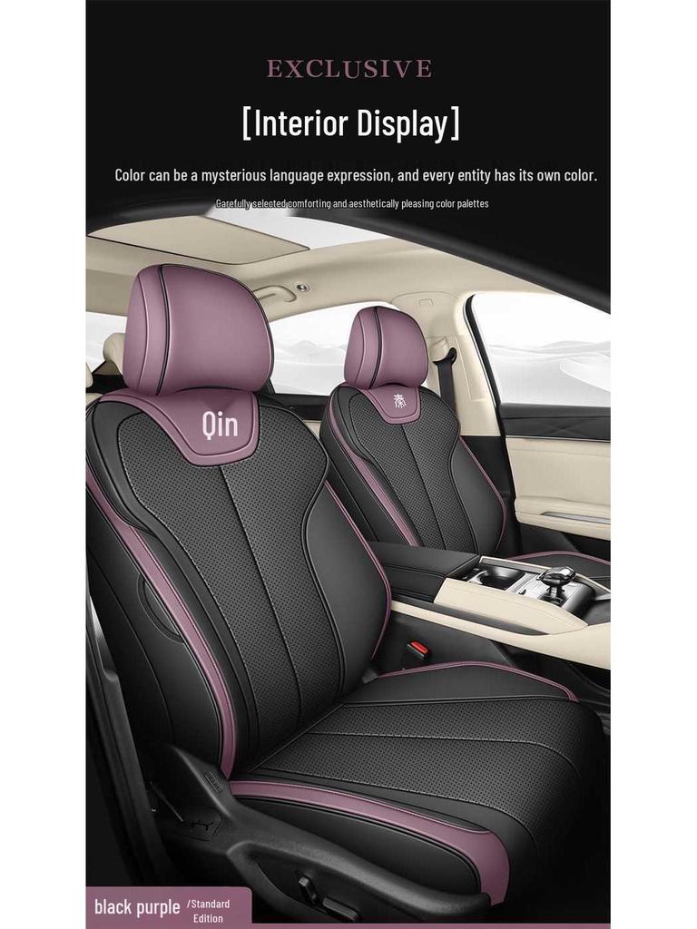 Oddychające, zakrywające całe siedzenie pokrowce na foteliki samochodowe do BYD Qin L, odpowiednie na wszystkie pory roku. Poduszka Qin L D-MI.