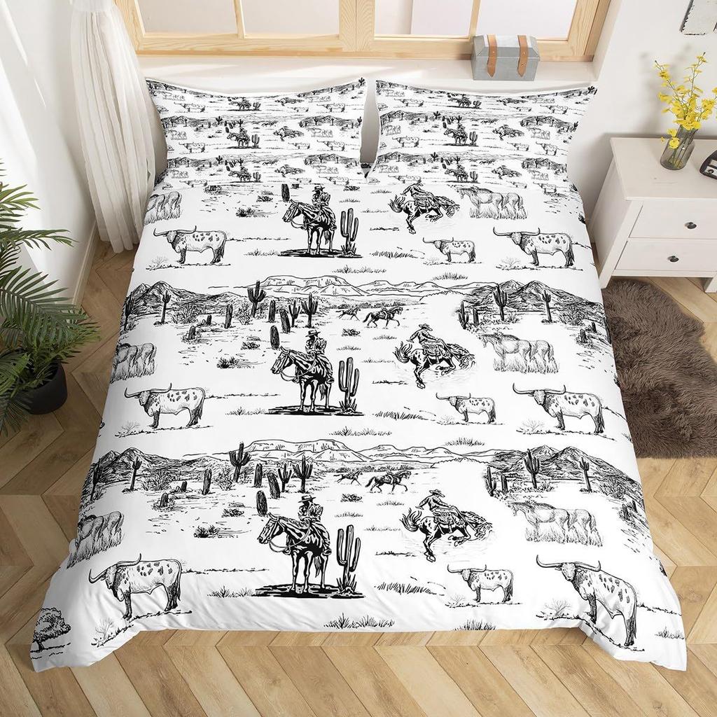 Bull Skull Ma Aztec Three-Piece Digital Printed Bedding Set Bed Cover