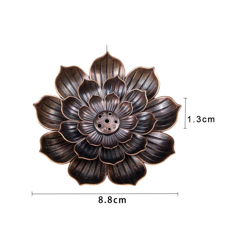 Alloy Incense Burner Stick Holder Buddhism Lotus Line Incense Plate Coil Base