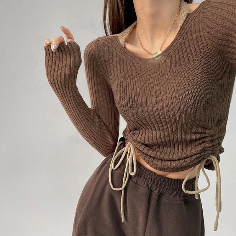Sweater Blouse Bottoming Fake Two Pieces Neck Hanging