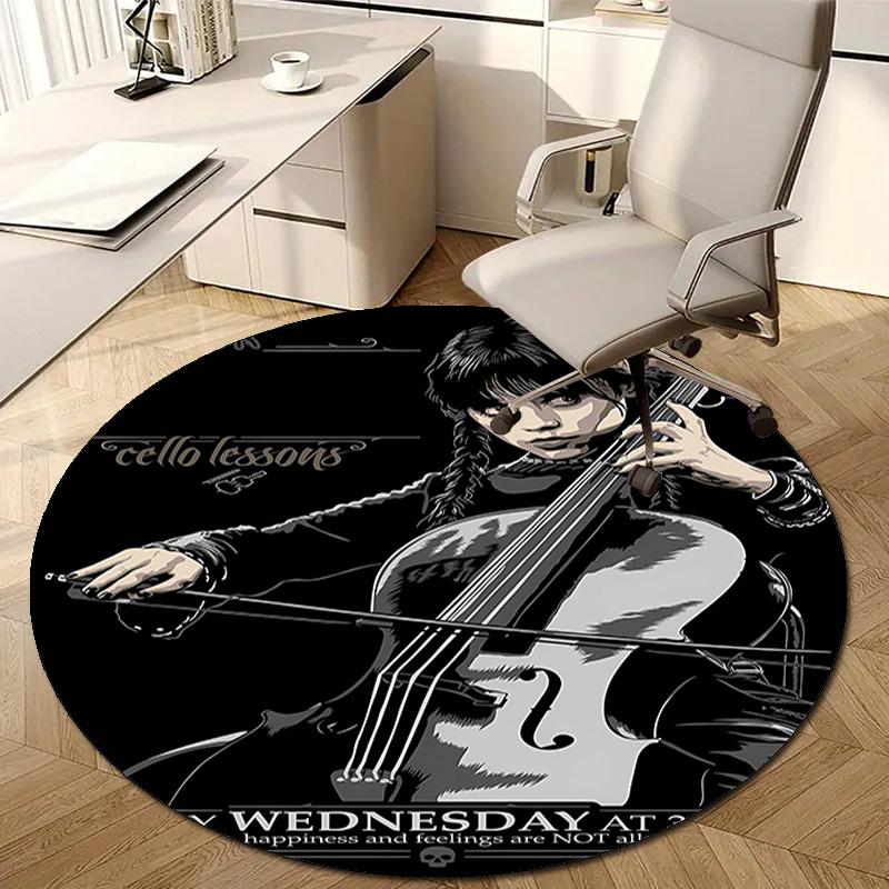 1pc Addams Family Wednesday3 Design Printed Area Round Carpet for Bedroom Living Room Home Decor Rugs Mat Non Slip Mat Rug for Bedside