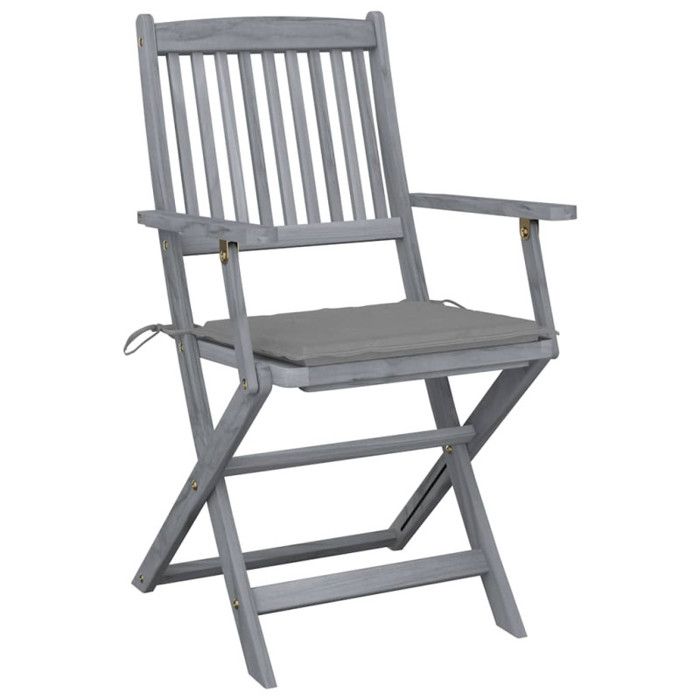 VidaXL Set of 2 Outdoor Folding Chairs with Cushions, Patio Seats, Dining Chairs, Patio Furniture 3064483